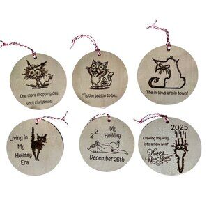 Christmas Wood Ornaments set of 6